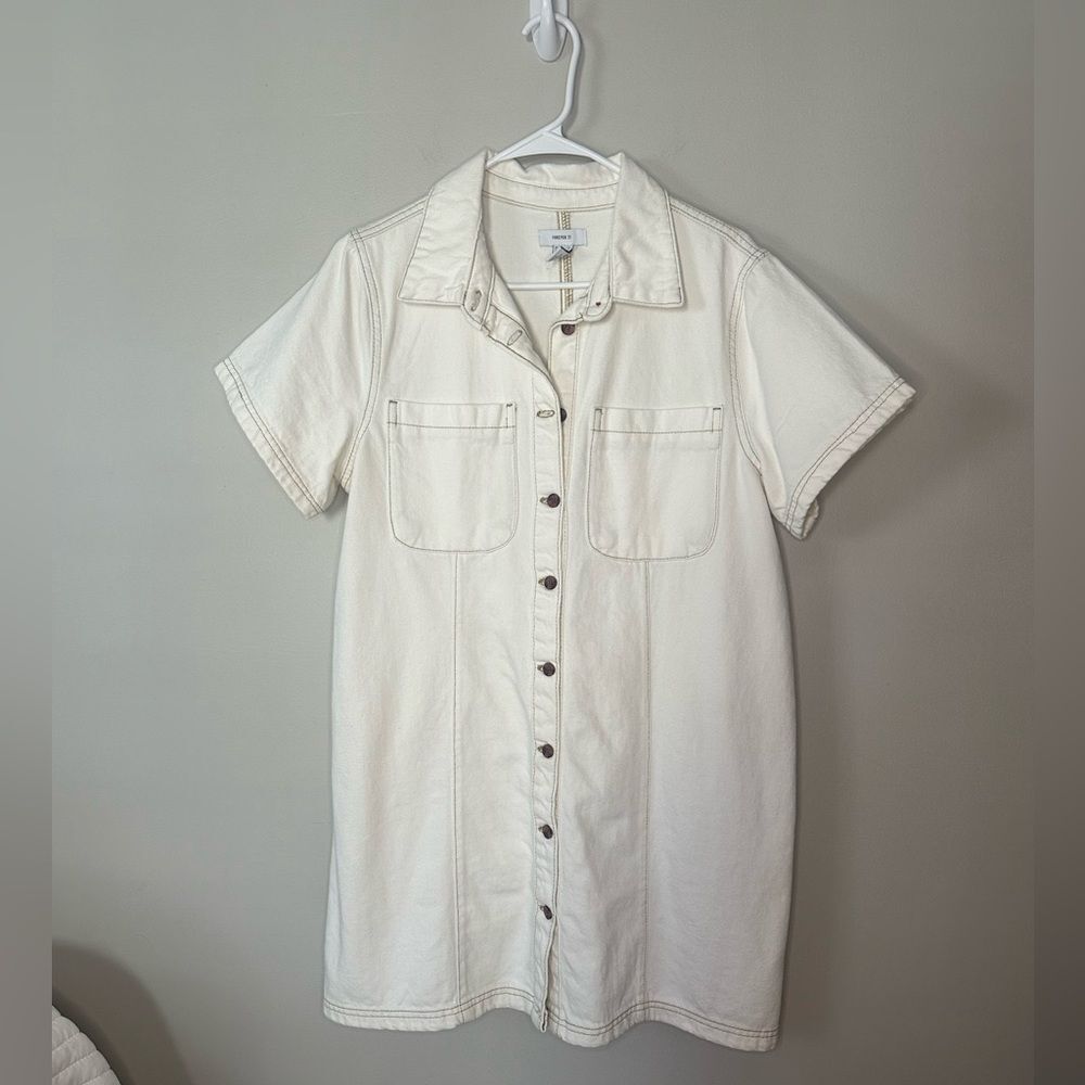 Forever 21 | Denim Cream Button-Up Dress size XL